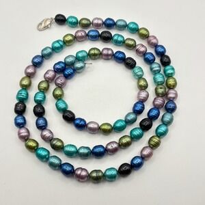 Honora Freshwater Rainbow Pearl Necklace 925 Sterling Clasp 36"
